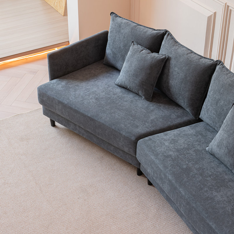 Ebern Designs Daizjah 122''Wide One Arm Sectional Sofa Curved Couch with 2 Pillows Wayfair